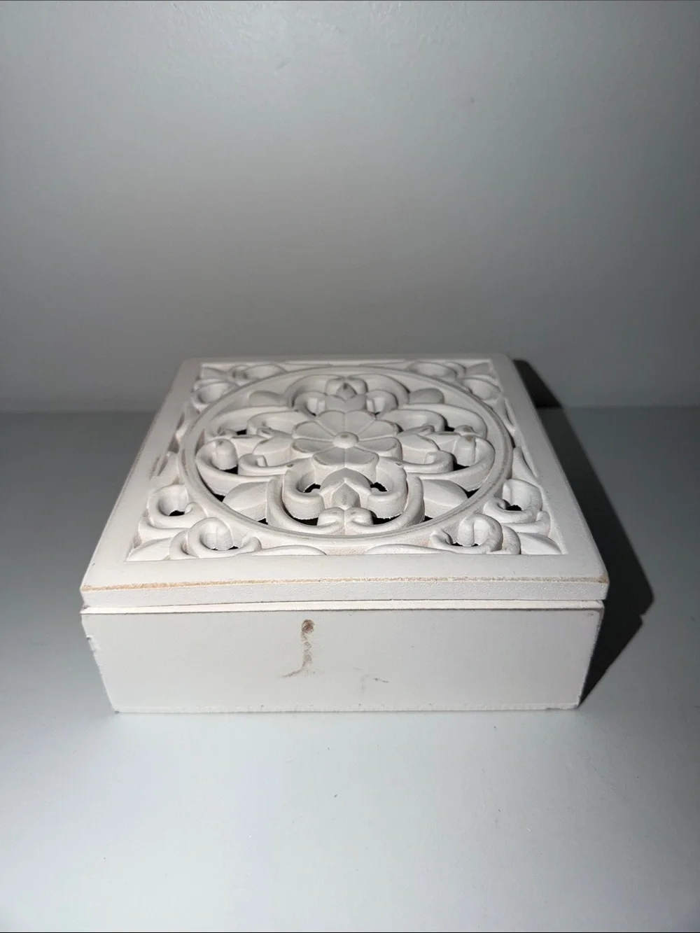 Dollar Tree Shabby Chic Wooden DIY Carved Floral Boxes x 2